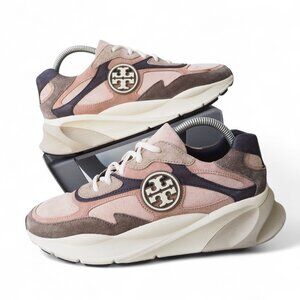 Tory Burch Sawyer Suede Casual Sneakers Seashell Pink 77310 Women's 9M